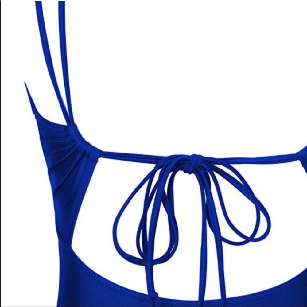 NWT!! Cupshe Blue lace-up piece bathing suit - Picture 8 of 8